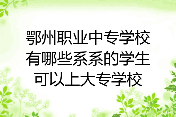 鄂州职业中专学校有哪些系系的学生可以上大专学校