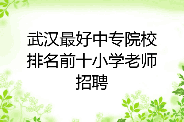武汉最好中专院校排名前十小学老师招聘