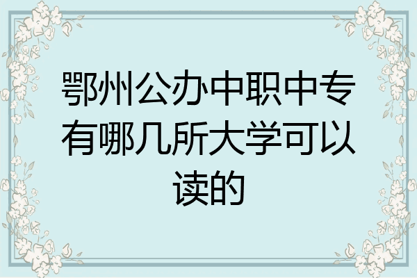 鄂州公办中职中专有哪几所大学可以读的