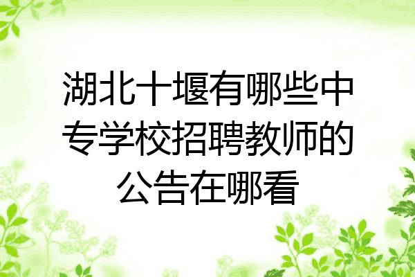 湖北十堰有哪些中专学校招聘教师的公告在哪看