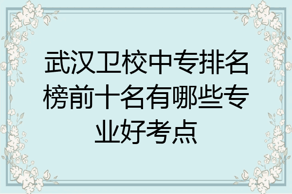 武汉卫校中专排名榜前十名有哪些专业好考点