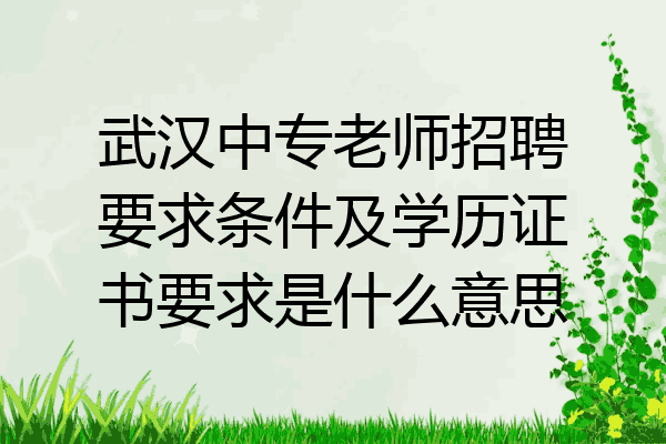 武汉中专老师招聘要求条件及学历证书要求是什么意思