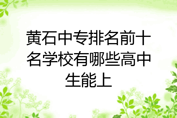 黄石中专排名前十名学校有哪些高中生能上