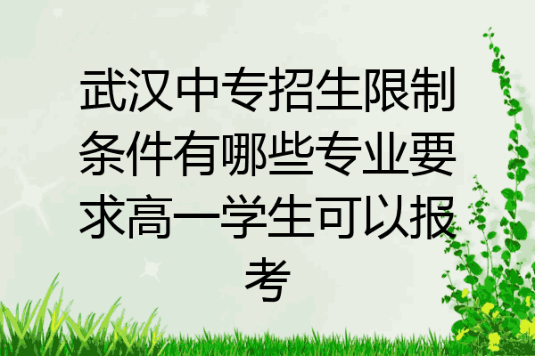 武汉中专招生限制条件有哪些专业要求高一学生可以报考