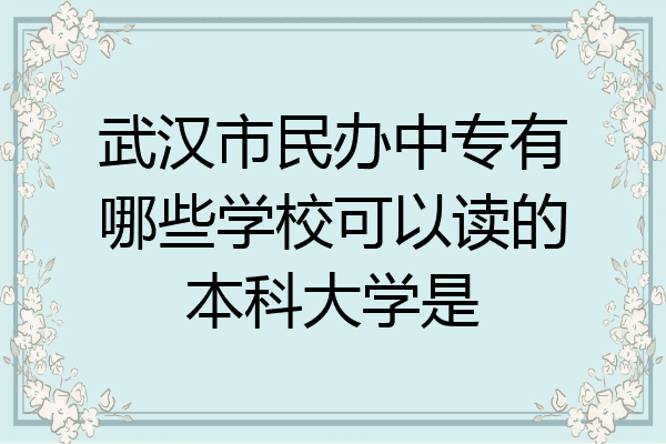 武汉市民办中专有哪些学校可以读的本科大学是