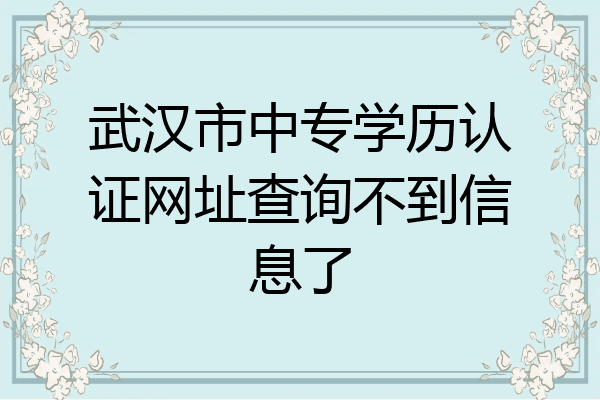武汉市中专学历认证网址查询不到信息了