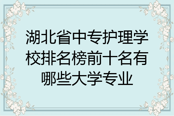 湖北省中专护理学校排名榜前十名有哪些大学专业