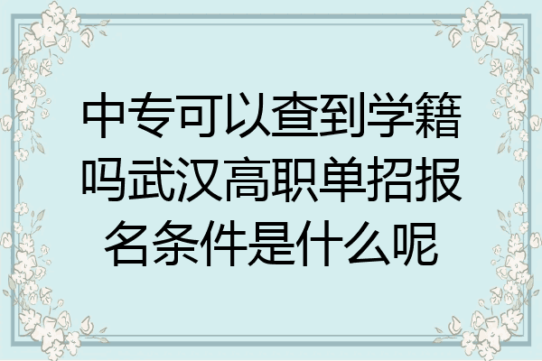 中专可以查到学籍吗武汉高职单招报名条件是什么呢