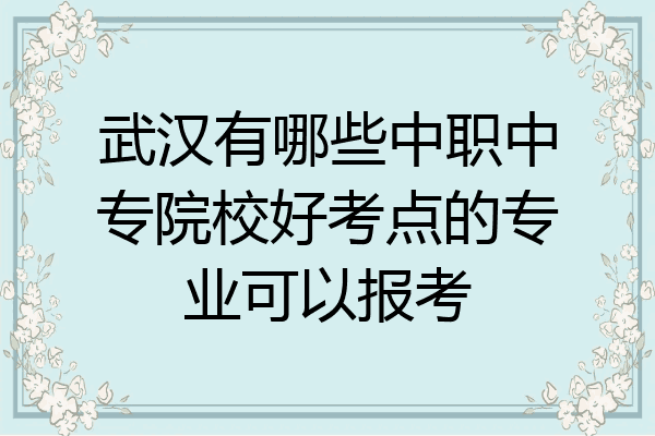 武汉有哪些中职中专院校好考点的专业可以报考
