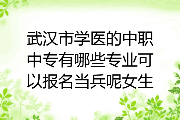 武汉市学医的中职中专有哪些专业可以报名当兵呢女生