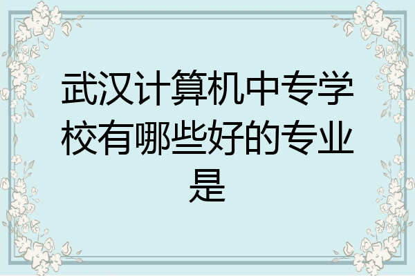 武汉计算机中专学校有哪些好的专业是
