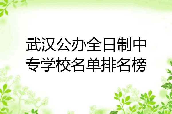 武汉公办全日制中专学校名单排名榜