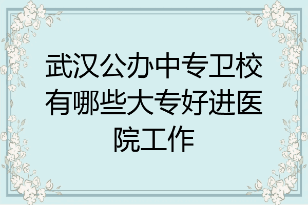 武汉公办中专卫校有哪些大专好进医院工作