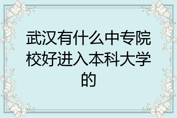 武汉有什么中专院校好进入本科大学的