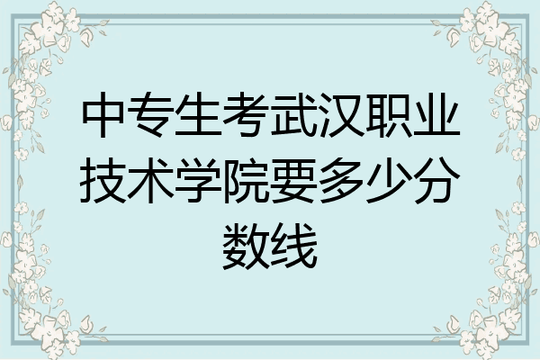 中专生考武汉职业技术学院要多少分数线