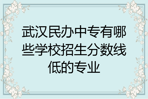 武汉民办中专有哪些学校招生分数线低的专业