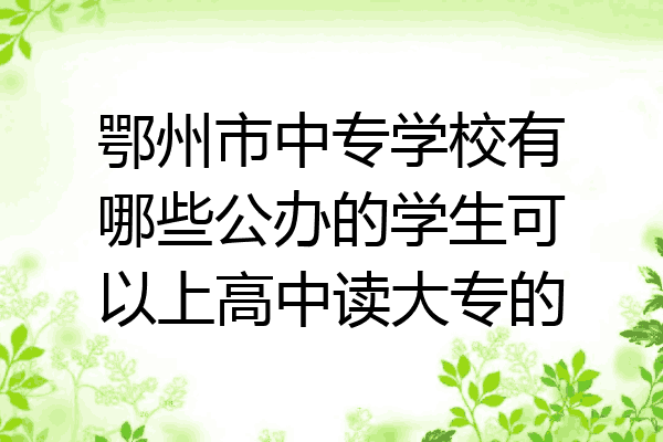 鄂州市中专学校有哪些公办的学生可以上高中读大专的