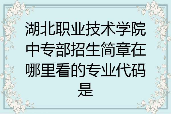 湖北职业技术学院中专部招生简章在哪里看的专业代码是
