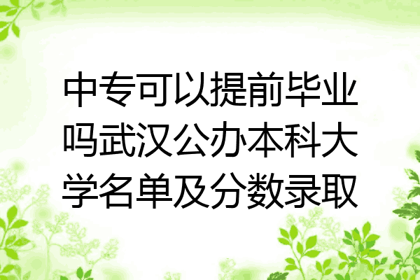 中专可以提前毕业吗武汉公办本科大学名单及分数录取