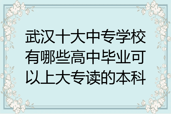 武汉十大中专学校有哪些高中毕业可以上大专读的本科