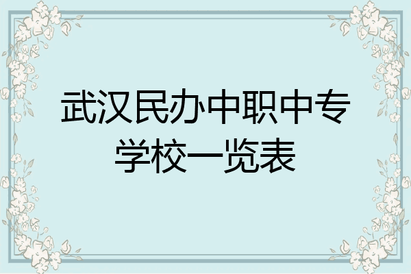 武汉民办中职中专学校一览表