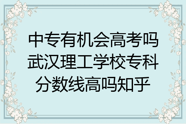 中专有机会高考吗武汉理工学校专科分数线高吗知乎
