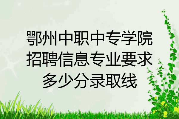 鄂州中职中专学院招聘信息专业要求多少分录取线