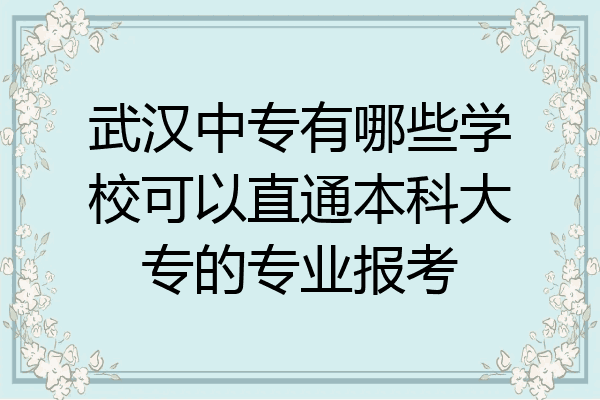 武汉中专有哪些学校可以直通本科大专的专业报考