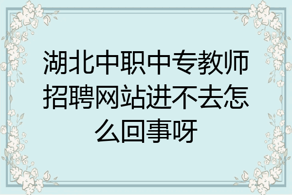 湖北中职中专教师招聘网站进不去怎么回事呀