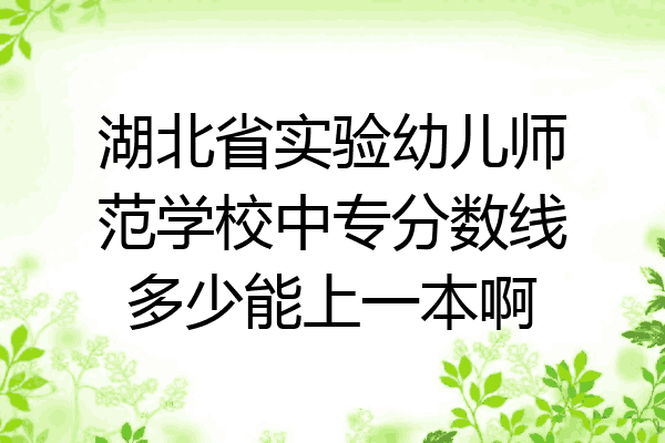 湖北省实验幼儿师范学校中专分数线多少能上一本啊