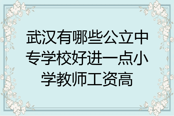 武汉有哪些公立中专学校好进一点小学教师工资高