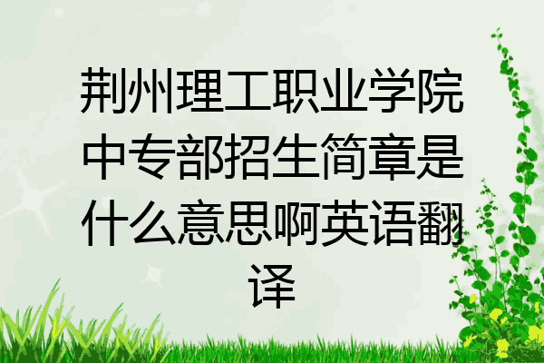 荆州理工职业学院中专部招生简章是什么意思啊英语翻译