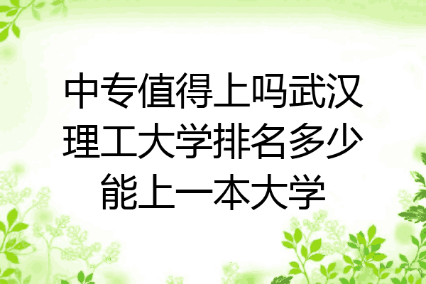 中专值得上吗武汉理工大学排名多少能上一本大学