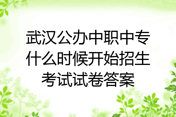 武汉公办中职中专什么时候开始招生考试试卷答案