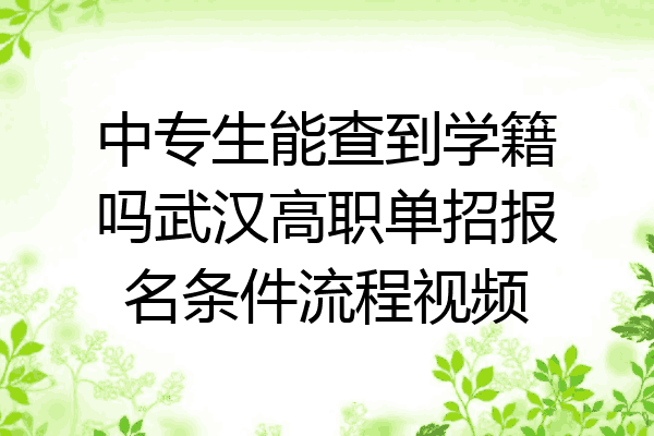 中专生能查到学籍吗武汉高职单招报名条件流程视频