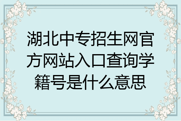 湖北中专招生网官方网站入口查询学籍号是什么意思