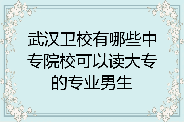 武汉卫校有哪些中专院校可以读大专的专业男生