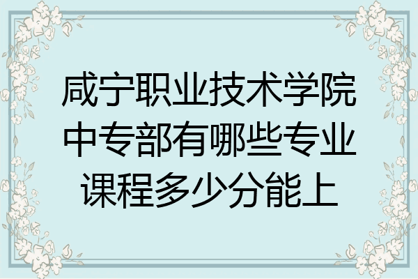 咸宁职业技术学院中专部有哪些专业课程多少分能上
