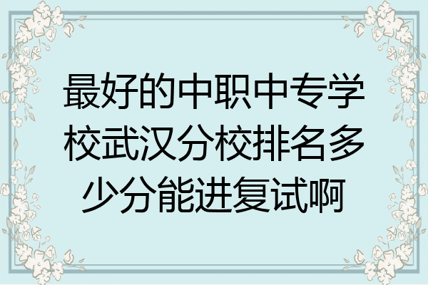 最好的中职中专学校武汉分校排名多少分能进复试啊