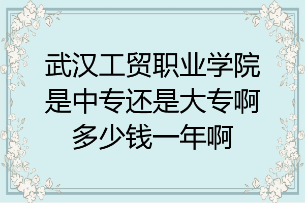 武汉工贸职业学院是中专还是大专啊多少钱一年啊