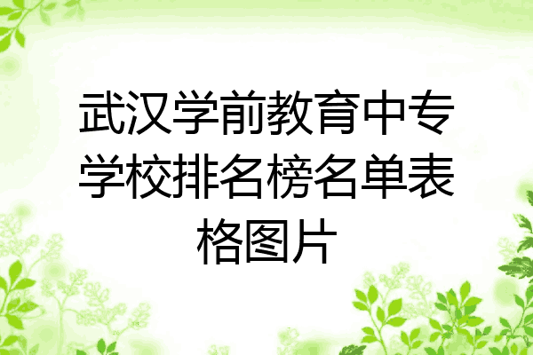 武汉学前教育中专学校排名榜名单表格图片