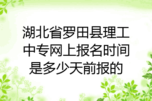 湖北省罗田县理工中专网上报名时间是多少天前报的