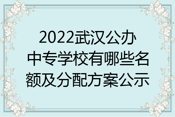 2022武汉公办中专学校有哪些名额及分配方案公示
