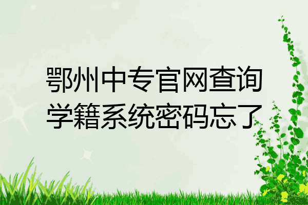 鄂州中专官网查询学籍系统密码忘了