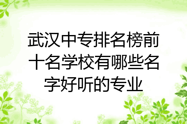 武汉中专排名榜前十名学校有哪些名字好听的专业