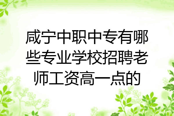 咸宁中职中专有哪些专业学校招聘老师工资高一点的