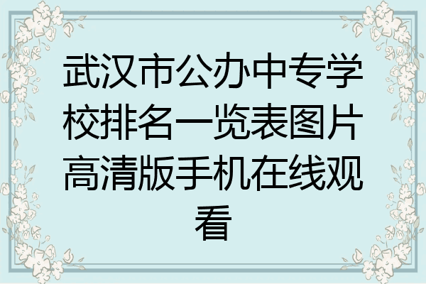 武汉市公办中专学校排名一览表图片高清版手机在线观看