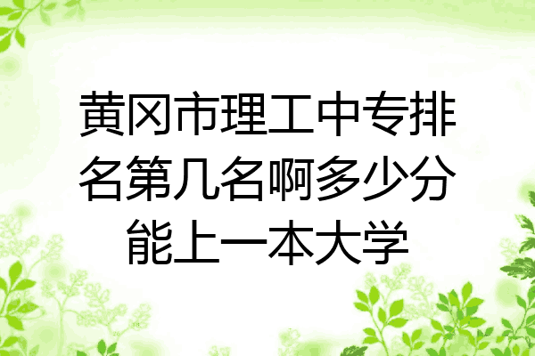 黄冈市理工中专排名第几名啊多少分能上一本大学