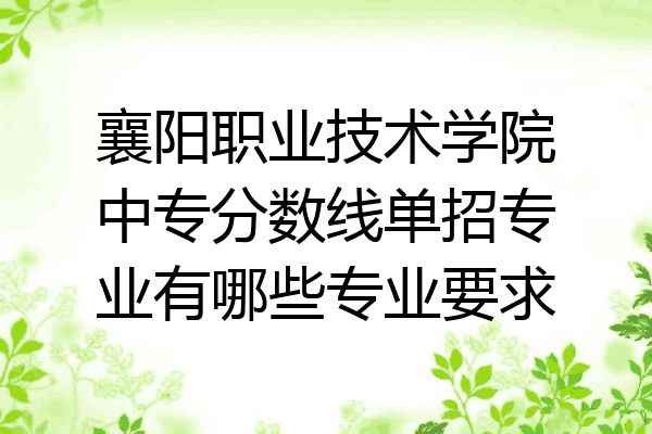 襄阳职业技术学院中专分数线单招专业有哪些专业要求
