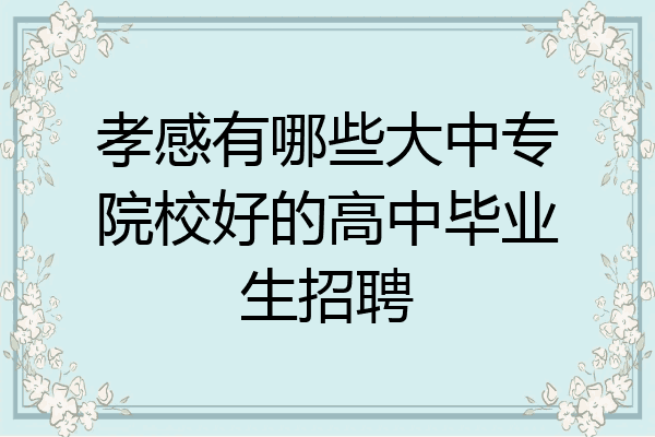 孝感有哪些大中专院校好的高中毕业生招聘
